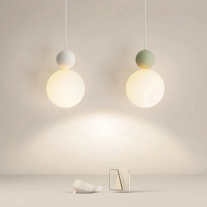 Nordic LED Pendant Lamp Milk White Ball Chandelier For Bedside Bedrooms ... - £20.53 GBP+