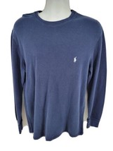 Polo Ralph Lauren Mens Navy Blue Waffle Knit Thermal Long Sleeve Shirt Size XL - £17.37 GBP