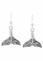 Jewelry Trends Aboriginal Whale Tail Sterling Silver Nautical Dangle Earrings - £37.81 GBP
