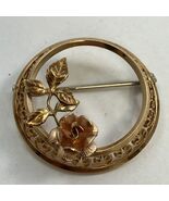 Vintage Krementz Gold Tone Floral 1.25” Circle Brooch Pin - $19.75
