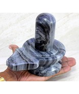 18&quot; Religious Home Decor Handcrafted Black Marble Shiva Lingam Statue - £670.67 GBP