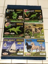 Lot of 6 Wood Puzzle 3D Kits Glow in Dark Eagle Alligator Cow Boat Horse Dino - £26.71 GBP