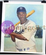 Jackie Robinson LA Dodgers MLB Baseball Art Original Oil Painting 1 - $5,255.70 CAD