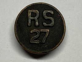 WWI, U.S. ARMY,  COLLAR DISK, 27th RECRUITING SERVICE, TYPE 1, SCREWBACK - £15.41 GBP