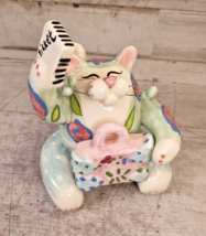 Vintage Amy Lacombe Whimsiclay Cat Figurine Tourist Ticket Travel Theater READ - £11.01 GBP