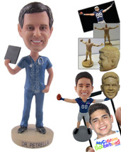 Personalized Bobblehead Stylish Doctor Dude In His Medical Attire Holding A Medi - £71.27 GBP