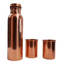 Copper Joint Free Bottle Plain with 2 Glasses Copper Bottle - £26.12 GBP