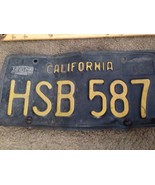 Vintage California 1963 Black &amp; Yellow License Plate #HSB 587 - $1,027.52 MXN