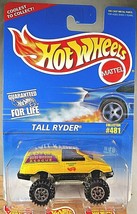 1995 Vintage Hot Wheels Blue/White Card #481 TALL RYDER Yellow w/Chrome Gear Sp - £6.30 GBP