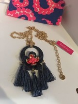 Lilly Pulitzer Maritime Necklace Blue + Gold Floral + Tassels Nwt Resort - £72.43 GBP