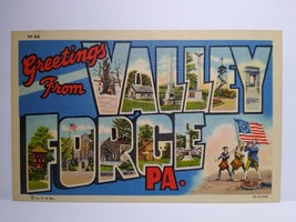 Greeting From Valley Forge Large Letter Postcard Pennsylvania Linen Curt Teich - £5.38 GBP