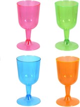 Party Essentials Hard Plastic Two Piece 5-1/2-Ounce Wine Glasses, Assorted Neon, - £22.51 GBP