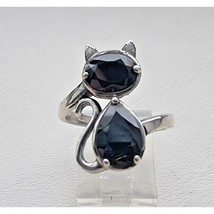 Vintage Beautiful 925 Sterling Silver Black Onyx Cat Ring Size 8.75 At - $63.06