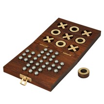 Tic Tac Toe and Solitaire Board Game Traditional Challenging Board Game ... - $34.63