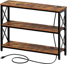 Rolanstar Console Table with Charging Station, 39” Sofa Table with Storage Shelf - £71.48 GBP