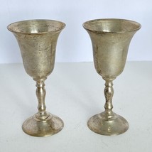 Vintage Silver Plate Cordial Wine Cup Fluted With Stem Pedestal Set of 2 - £15.65 GBP