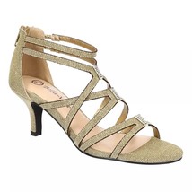 Bella Vita Women Strappy Kitten Heel Sandals Karlette Size US 7W Gold Glitter - £27.10 GBP