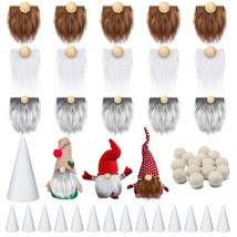 60 Pcs Gnomes Beard Sets Faux Fur Pre Cut Gnomes Beard Foam Cone Styrofoam Handm - £28.32 GBP