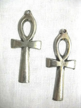 Plain Egyptian Eternal Life Symbol Anhk Full Pendant Silver Pewter Earrings Ankh - £14.95 GBP