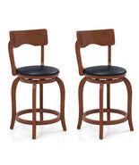Swivel Bar Stools Set of 2 with Rubber Wood Frame and Upholstered Seat-2... - $3,675.62 MXN
