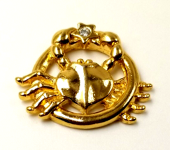 VTG Avon Crab Zodiac Animal Star Astrology Horoscope Gold Tone Rhineston... - $9.99