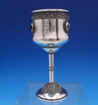 Judaica by Unknown Sterling Silver Seder Cup Filigree Design Three Stone... - £109.74 GBP