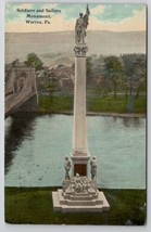 Warren County Soldiers Monument Warren PA Pennsylvania Postcard Y23 - £7.05 GBP