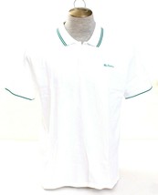 Ben Sherman White &amp; Green Short Sleeve Polo Shirt Men&#39;s NWT - £47.18 GBP