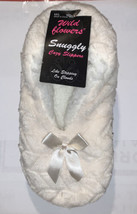 Wild Flowers Ballerina Cream Fleece Lined Cozy Non Skid Slip On Slippers M/L - £6.95 GBP