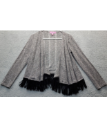 Planet Gold Cardigan Sweater Girls Large Multi Fringe Hem Long Sleeve Op... - $26.35