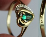 Estate Sale! 10k GOLD solid ring EMERALD &amp; DIAMOND 1950&#39;s size 5 womens ... - $149.99