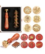 6Pcs Wax Seal Stamp Set With Gift Box, Sealing Wax Copper Stamps + 1 Woo... - £26.66 GBP