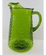 Vintage EMERALD GREEN GLASS PITCHER Drapped Pattern MID CENTURY MODERN P... - $245.51 MXN