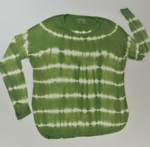 Sweet Romeo Green Tie Dye Striped Relaxed Long Sleeve Dolman Tee Shirt W... - £24.03 GBP