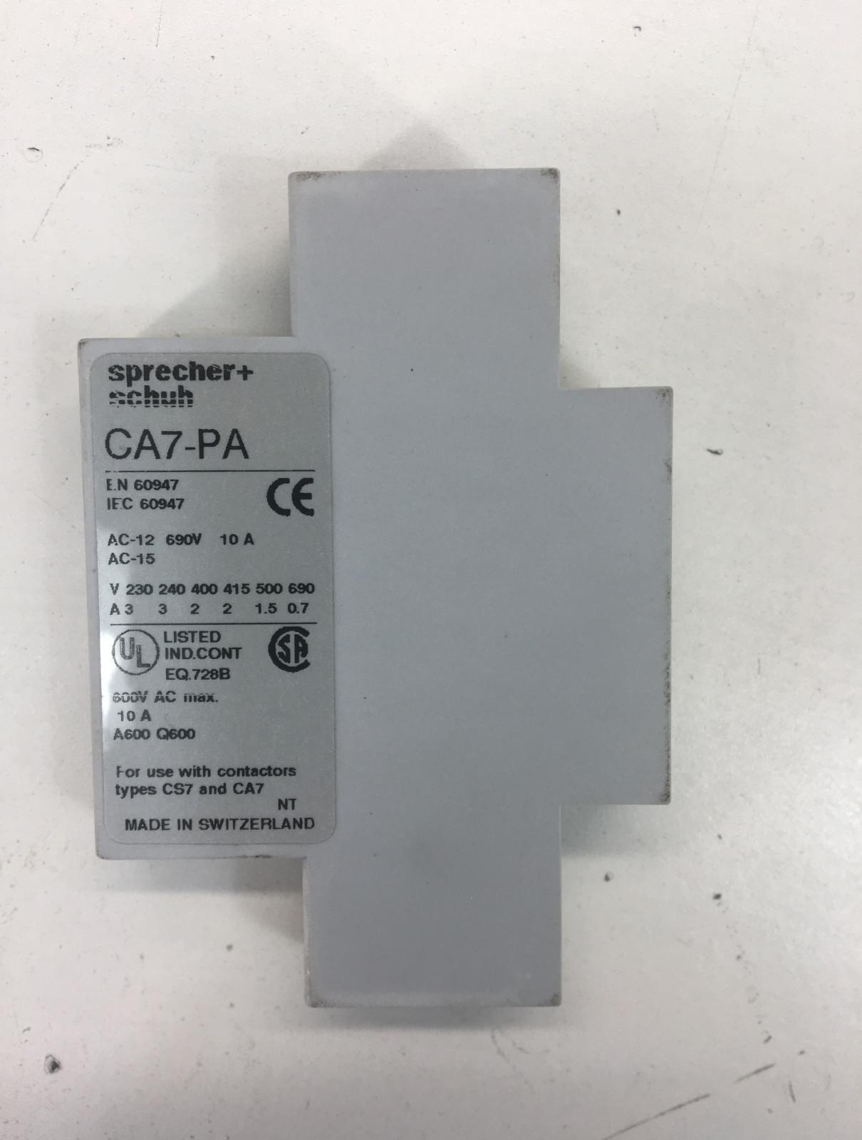 Sprecher+Schuh CA7-PA-10 Auxiliary Contact Block End  - $14.25