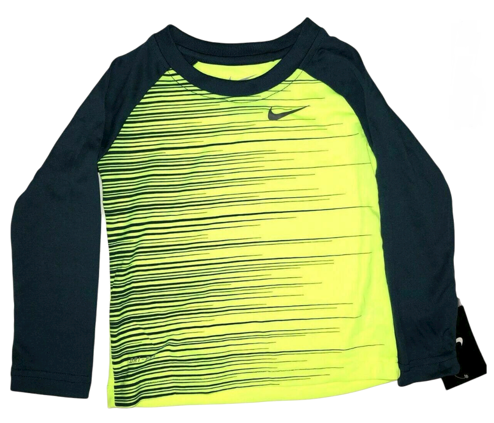 Nike Little Boys Chase Stripes L/S Tee Size 4, Volt - $15.83
