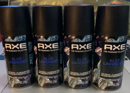 4 Cans Axe Fine Fragrance Collection Body Spray Blue Lavender Mint Amber... - $12.75