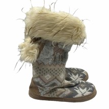 Muk Luks Winter White Faux Fur Tall Slippers House Christmas Womens Size Medium - £23.86 GBP