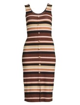 No Boundaries ~ Button Front ~ LARGE ~ Hot Chocolate Stripe ~ Sleeveless... - £17.88 GBP