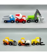 Lot of 6 Melissa &amp; Doug Wooden Construction Site Vehicles #3180 Multicolor - £11.15 GBP