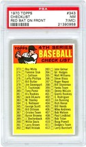 1970 Topps 4th Series Checklist Red Bat On Front #343 PSA 7 (MC) P1324 - £10.47 GBP