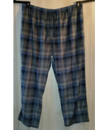 NEW MENS FOUNDRY GRAY &amp; BLUE PLAID FLEECE PAJAMA LOUNGE PANT W/ POCKETS ... - $34.95