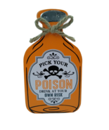 Halloween Pick Your POISON Drink At Your Own RISK Wood Decor Skull &amp; Cro... - £8.01 GBP