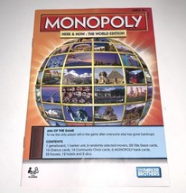 Monopoly Here &amp; Now World Edition Board Game Instruction Manual Only - £9.17 GBP
