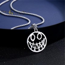 Silver Devil Smile Face Pendant Necklace Men&#39;s Women&#39;s Jewelry Chain 24&quot; Gift - £7.88 GBP