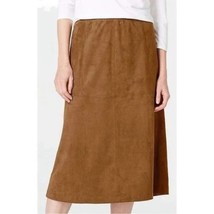 NWT J. JILL Acorn Brown Soft Faux Suede Pull-on Midi Skirt Size Medium Fall - £28.57 GBP