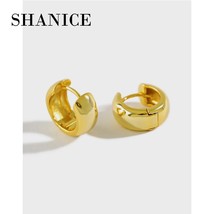 SHANICE 100% S925 Silver Street Style CC Hoop Chunky Gold Small Big Hoop Earring - £16.29 GBP