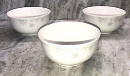Set of 3-Royal Norfolk White Christmas w/Silver Snow Flakes Cereal/Soup ... - $44.43