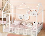 Full Size Montessori Floor Bed, Metal House Bed Frame, House Floor Bed F... - $288.99