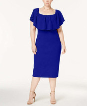 Almost Famous Womens Plus Ruffle Sheath Dress,Cobalt Blue,1X - £35.04 GBP